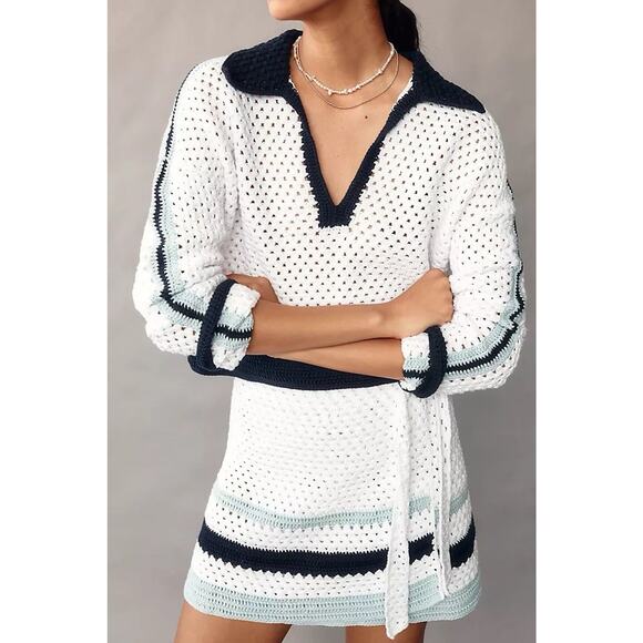 The Upside Rematch Yvette Crochet Pullover Sweater Large Anthropologie Beach - Picture 1 of 14